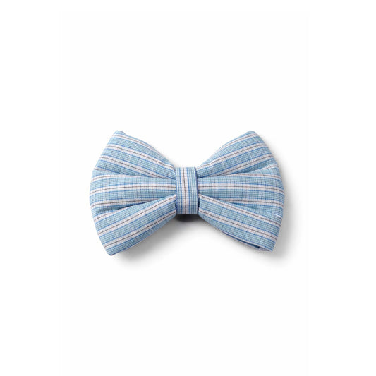 Blue Windowpane Check Dog Bow Tie (Small)