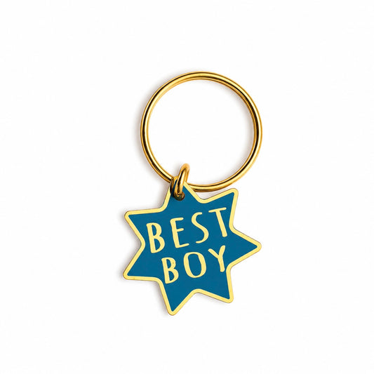 Best Boy Pet Collar Charm – Blue & Gold Enamel Medallion