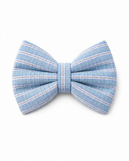 Dog Bow Blue Windowpane Check (Large)