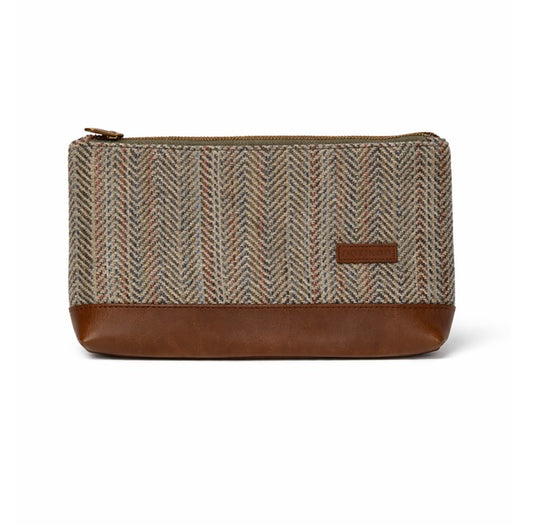 Brown Tweed Leather Pouch